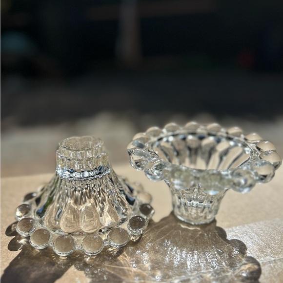 Vintage 4 Anchor Hocking Berwick Boopie clear glass candlestick - Picture 3 of 8